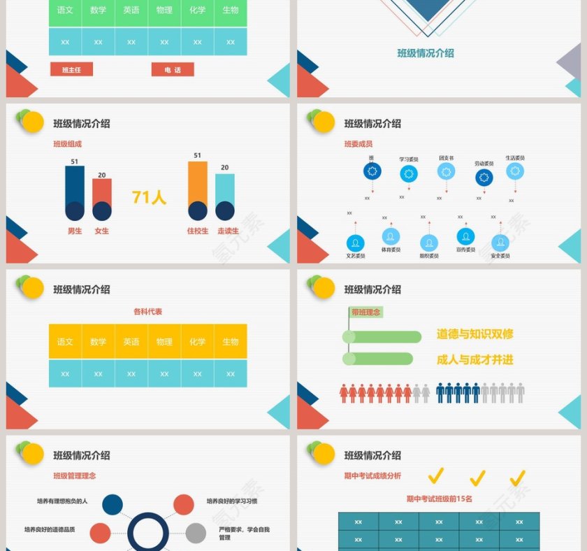 彩色简约高中学生家长座谈会PPT第3张