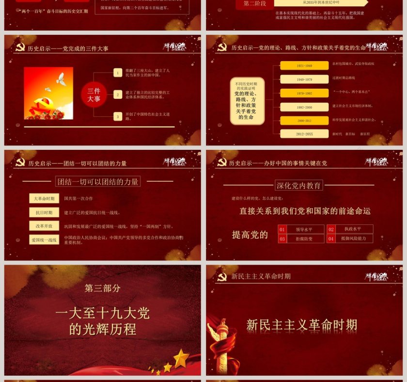 98年光辉历程中国共产党党史PPT模板第4张