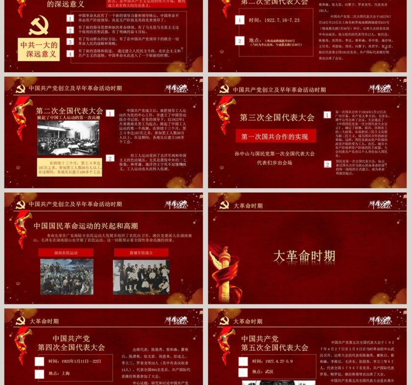 98年光辉历程中国共产党党史PPT模板第6张