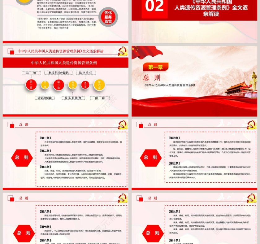 党政党课党建中华人民共和国人类遗传资源管理条例PPT模板  第3张