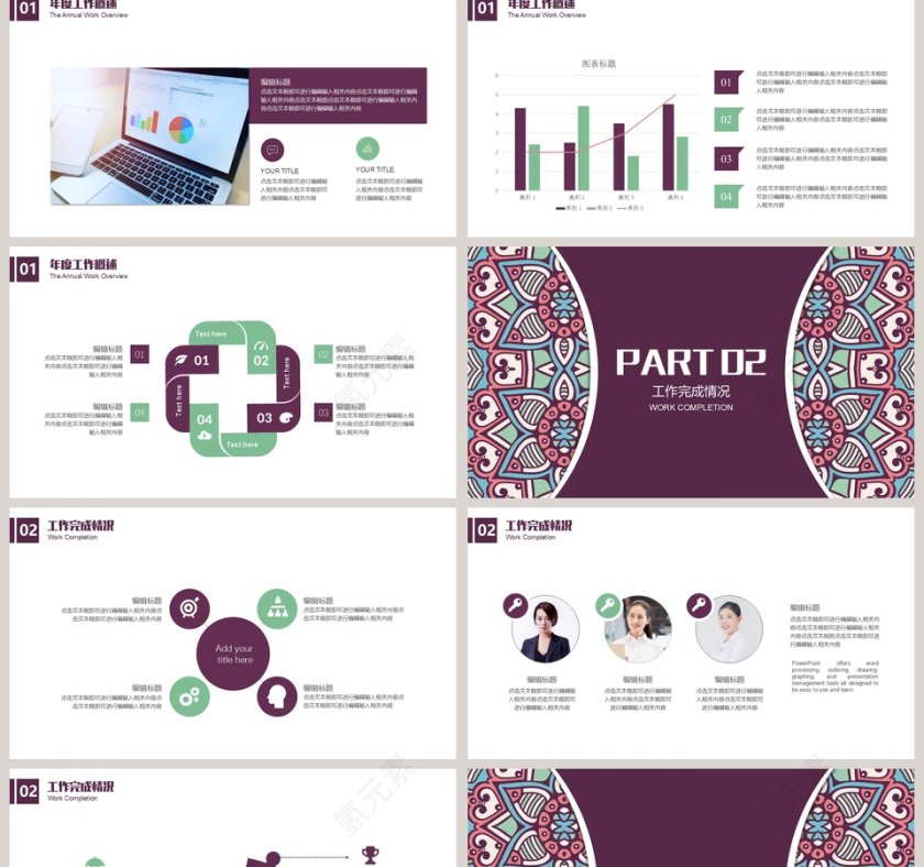 复古民族风工作总结模板PPT第2张
