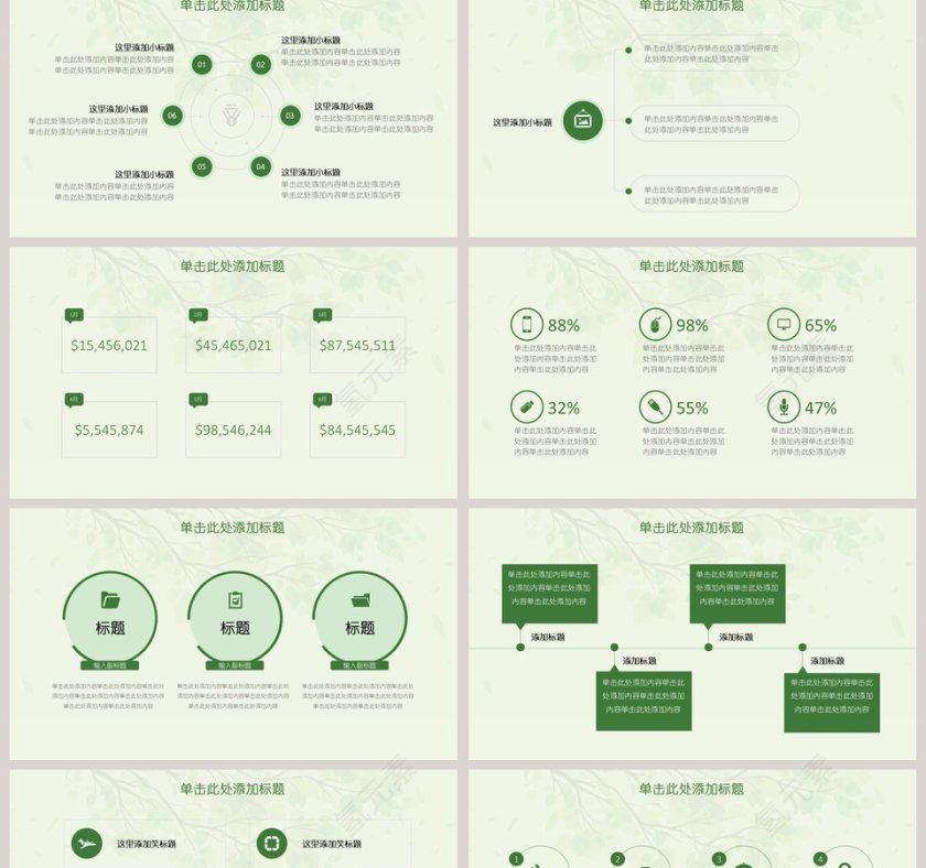 小清新绿色环保工作总结汇报PPT模板第2张