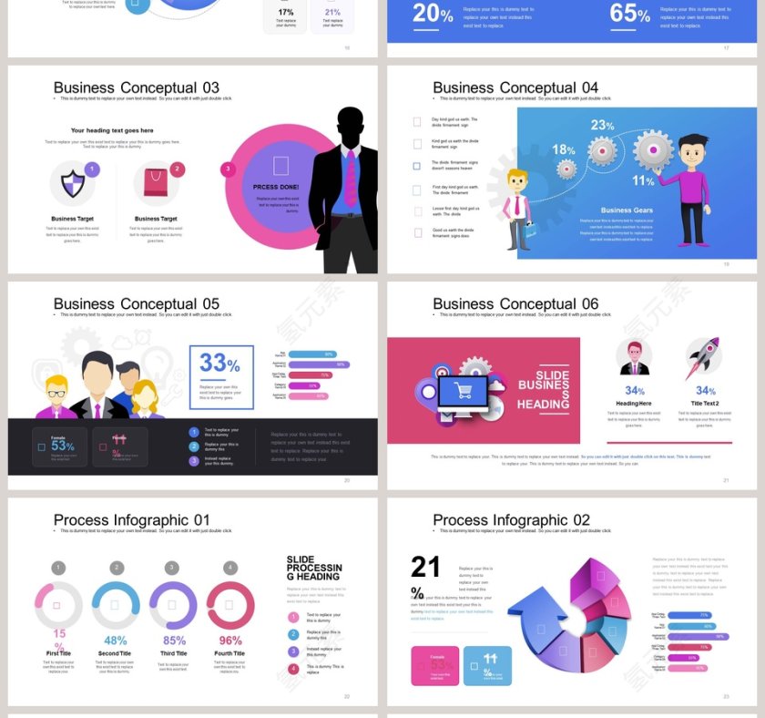 多彩并列关系可视化图表集PPT模板第4张