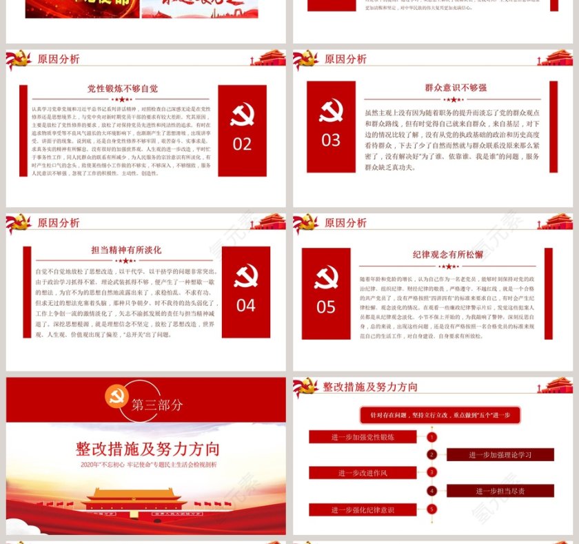 中国风2020年“不忘初心  牢记使命”专题民主生活会检视剖析党的民主生活会PPT第4张