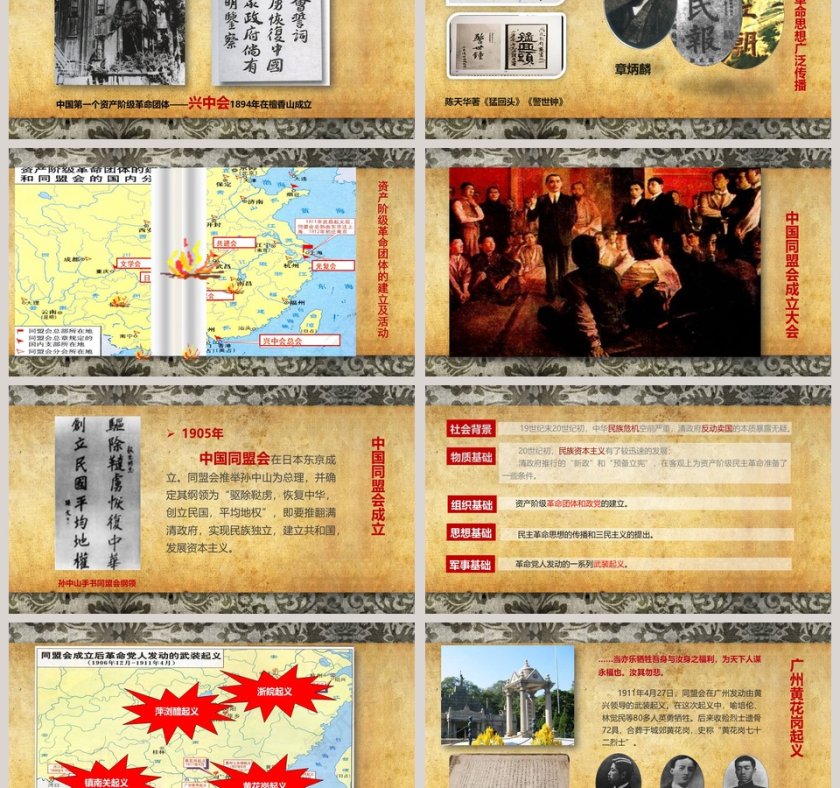 怀旧风格辛亥革命教师通用说课ppt模板第3张