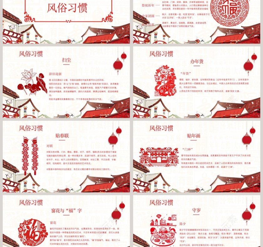 红色简约春节传统文化ppt第3张