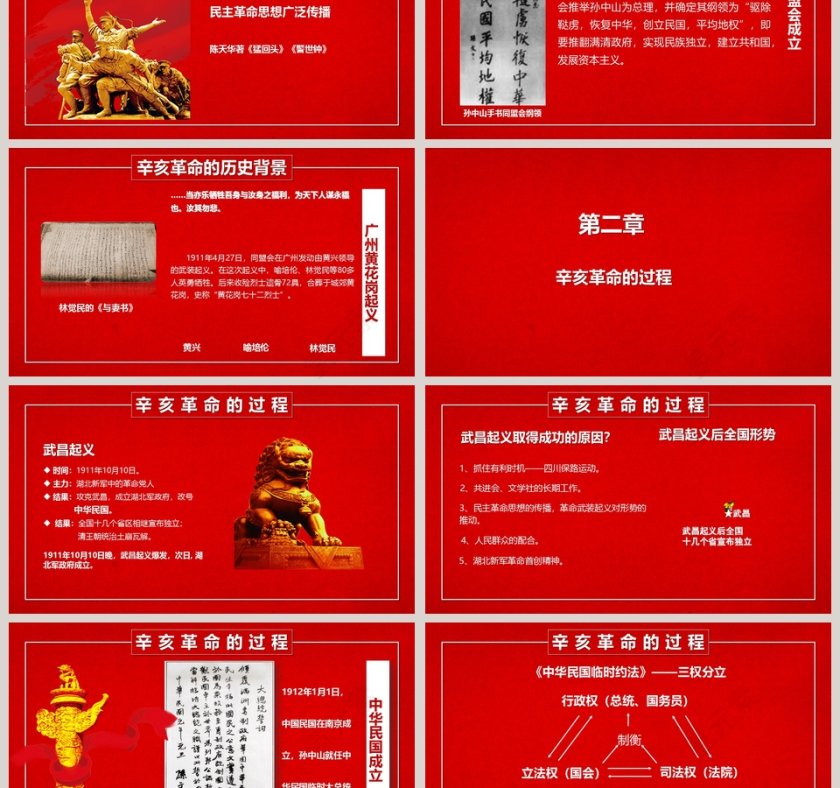 红色辛亥革命纪念日爱国教育课件PPT模板第3张