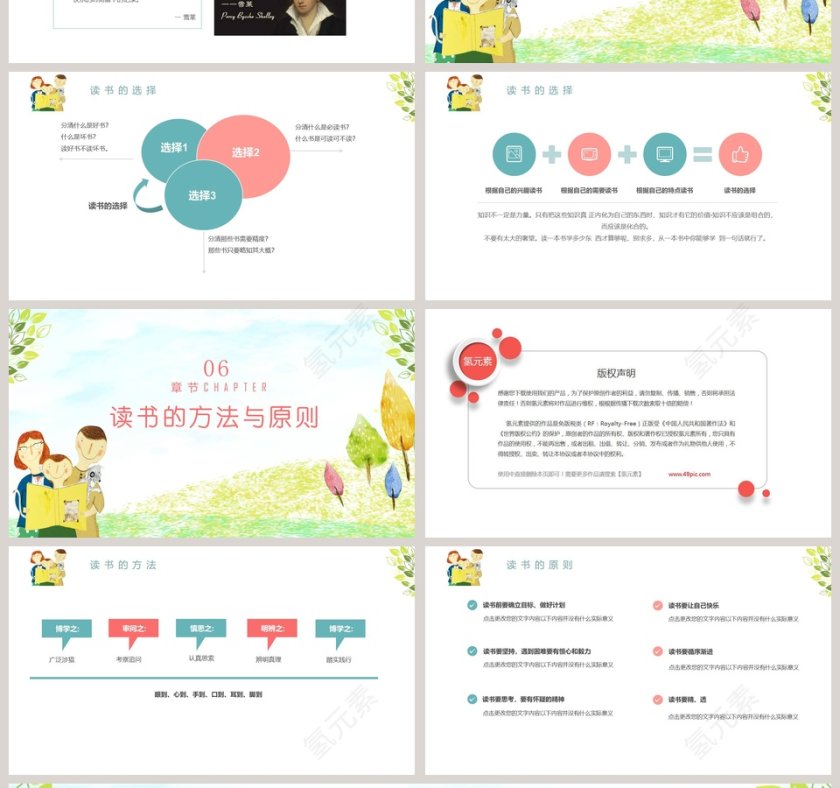 儿童卡通我爱读书小学生读书分享PPT模板第4张
