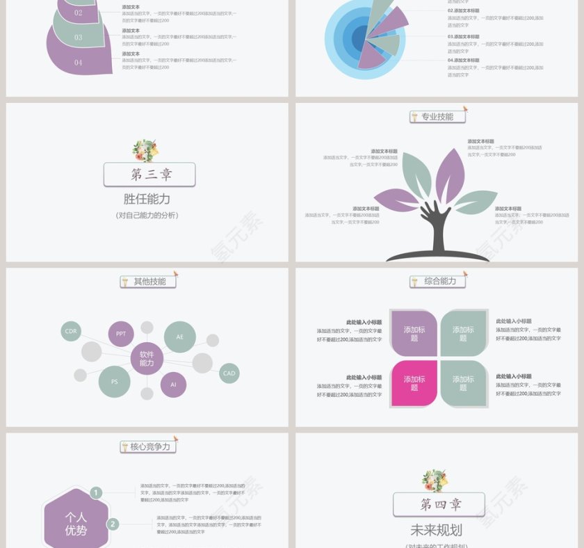 白色花卉清新简约竞聘PPT第3张
