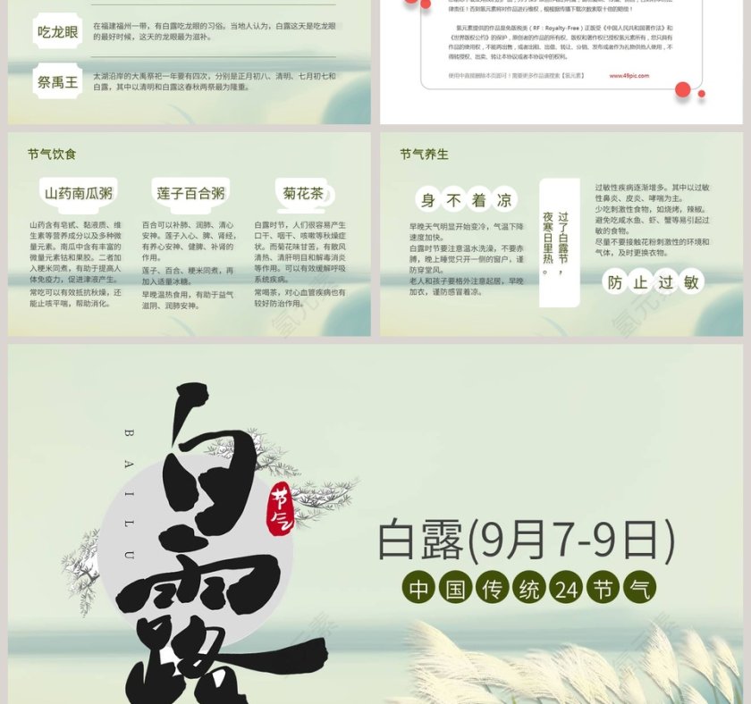 中国传统二十四节气白露PPT模板第3张