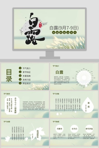 中国传统二十四节气白露PPT模板