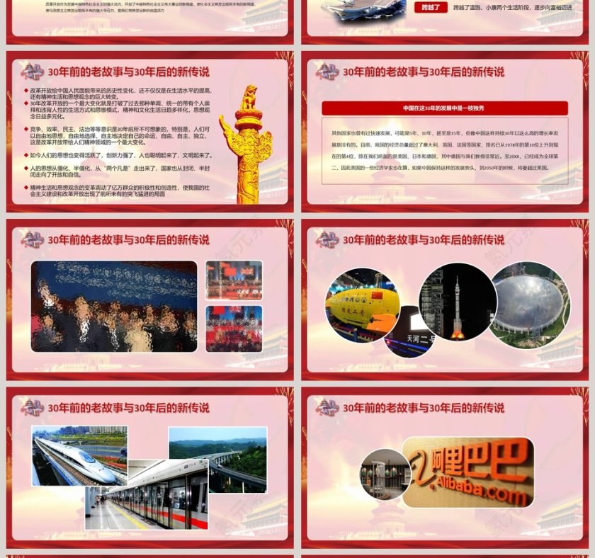 大气纪念改革开放40周年党建PPT模板第4张