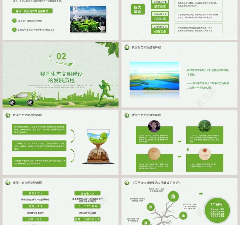 小清新生态文明 持续发展ppt模板第3张