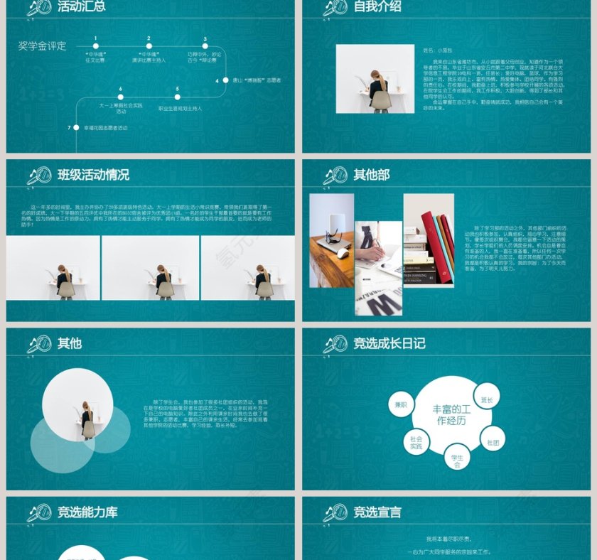 蓝色简约 学生会竞选PPT模板第2张