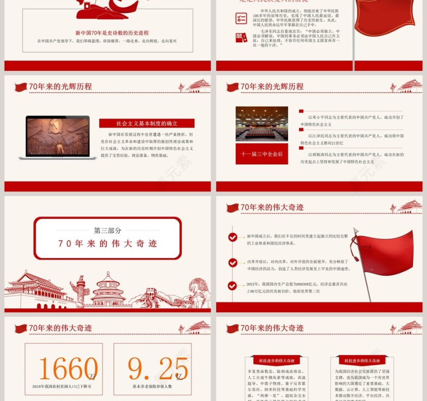 国庆节70周年庆祝建国70年ppt第3张