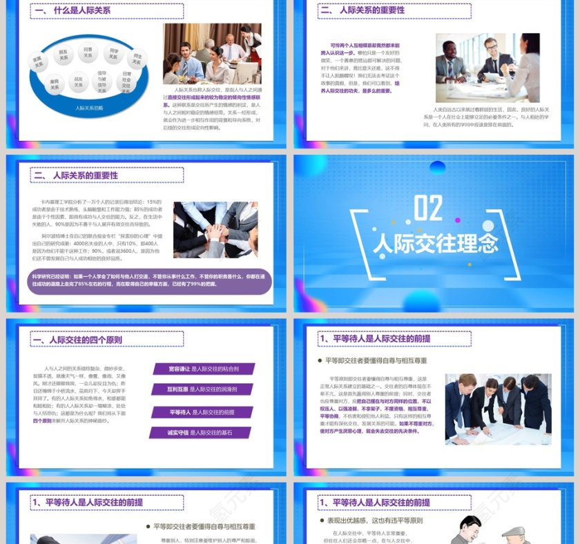 蓝色简约大气人际关系培训ppt第2张