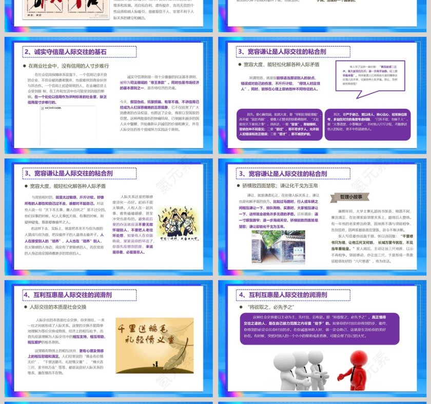 蓝色简约大气人际关系培训ppt第4张
