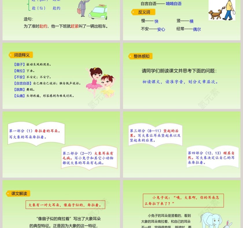 课文解析二年级语文下册大象的耳朵语文课件PPT第3张