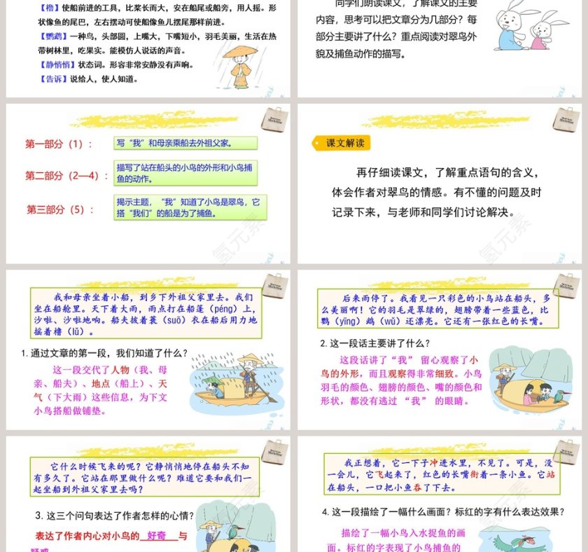 课文解析三年级语文上册搭船的鸟语文课件PPT第3张