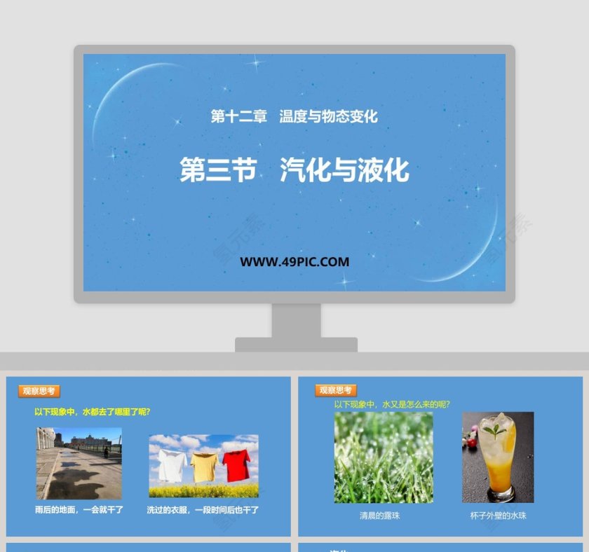 第三节 汽化与液化 PPT 模板设计第1张