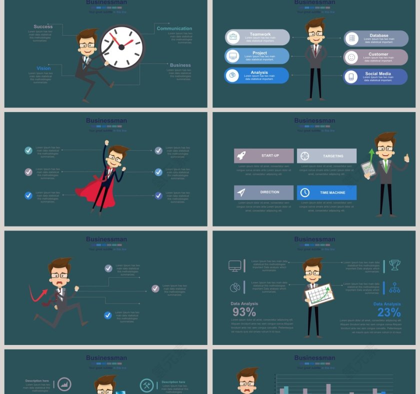 商务办公小人可视化图表集PPT模板第2张