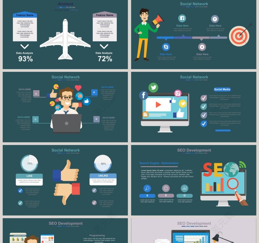 商务办公小人可视化图表集PPT模板第5张