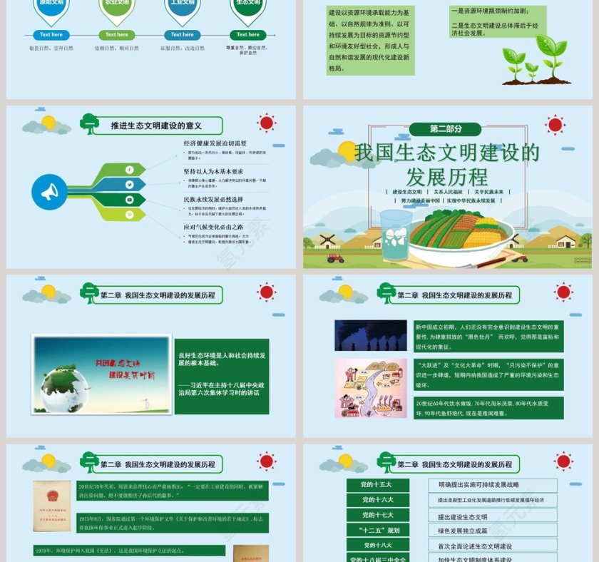 清新简约生态文明报告PPT模板第3张