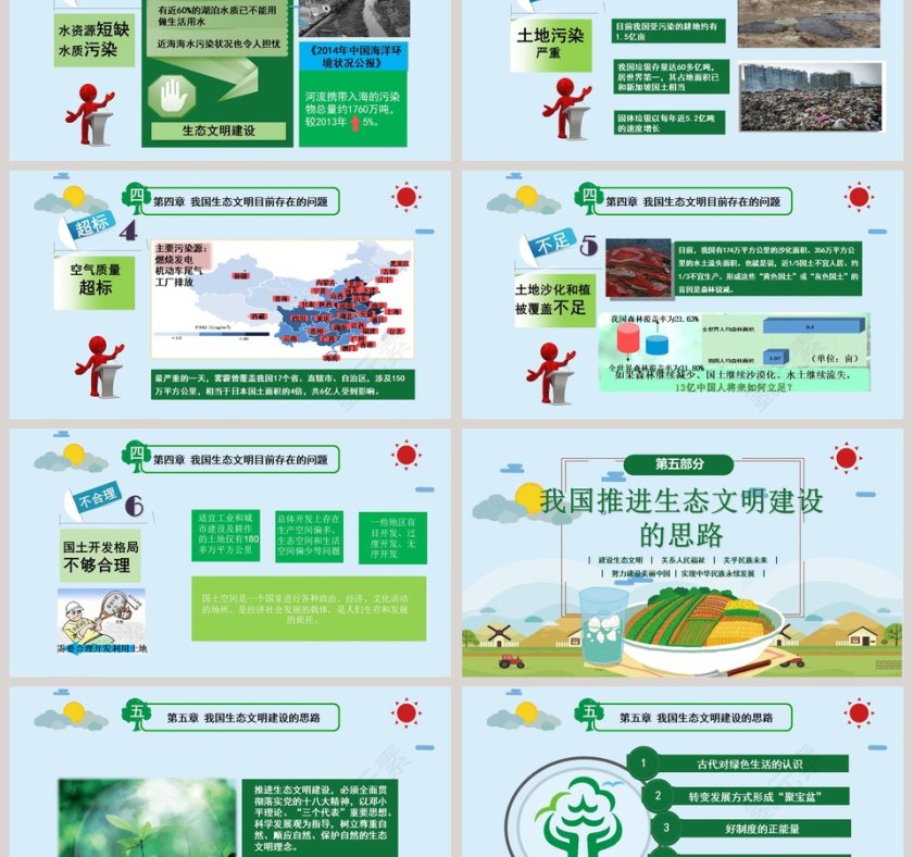 清新简约生态文明报告PPT模板第6张