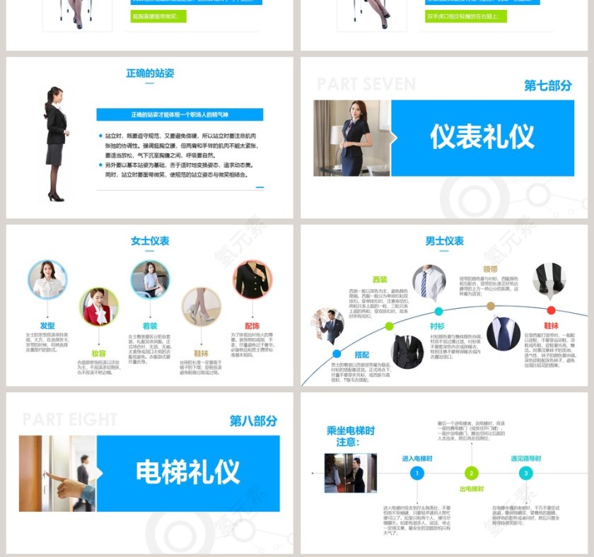 简约商务礼仪培训PPT模板第7张
