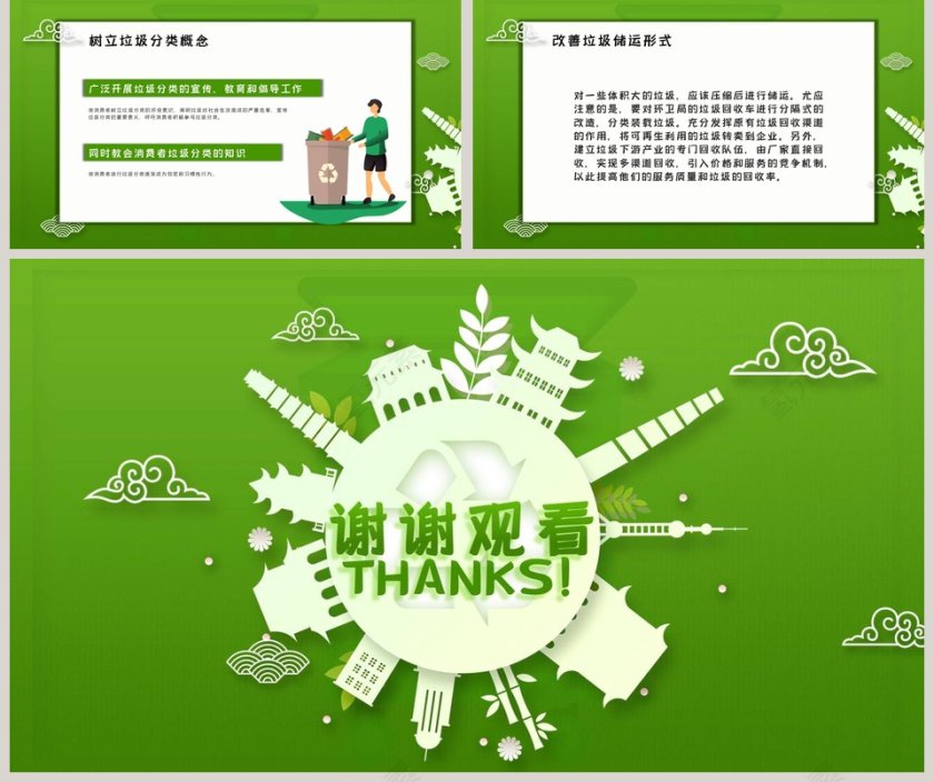 垃圾分类剪纸风垃圾分类宣传教育PPT通用模板第5张
