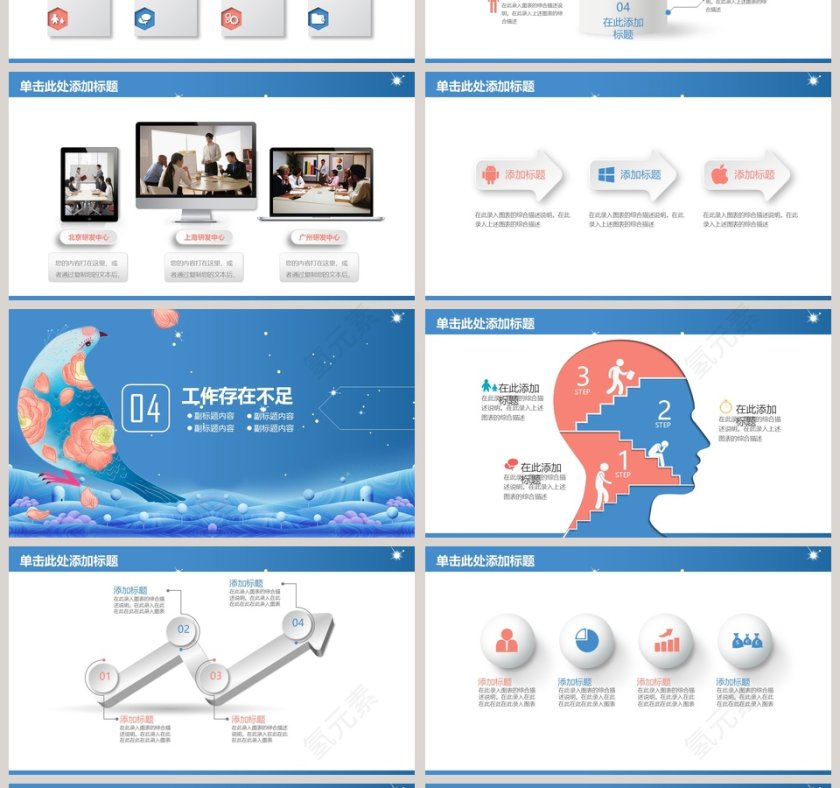 卡通小鸟工作总结ppt模板第4张