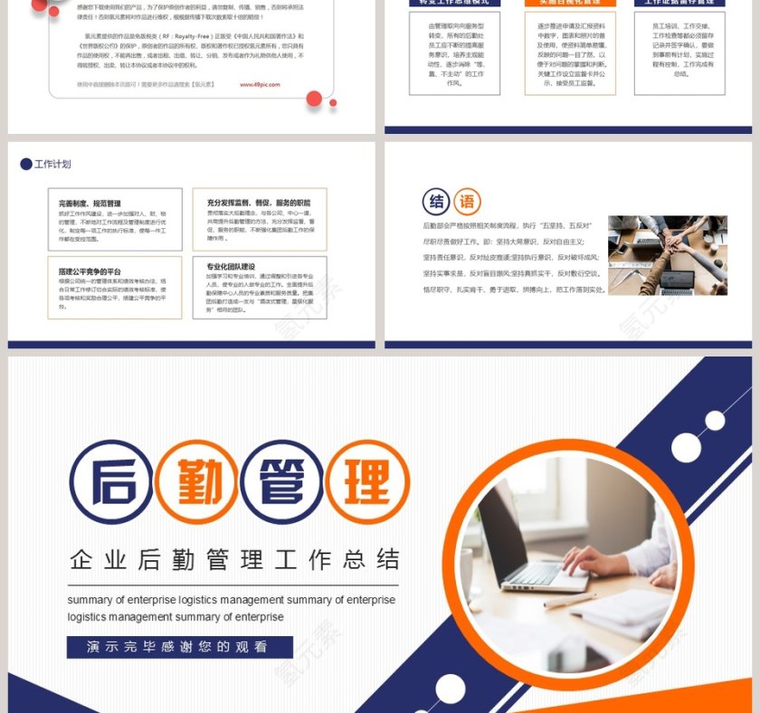 企业后勤管理工作总结PPT模板第6张