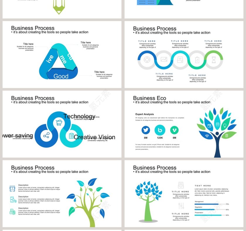 房地产箭头可视化图表集PPT模板第4张