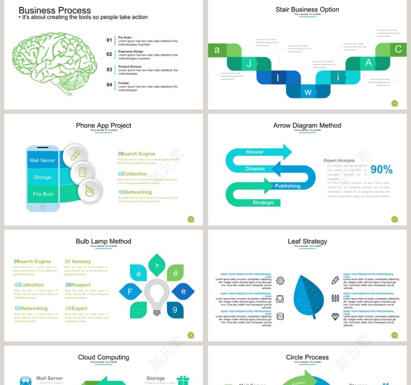 房地产箭头可视化图表集PPT模板第5张