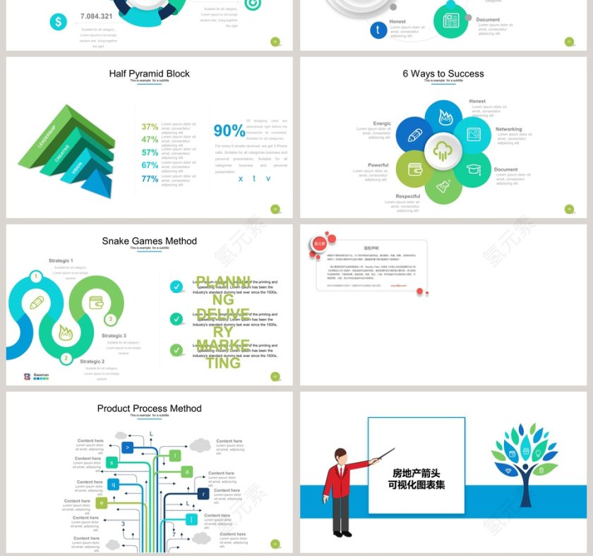房地产箭头可视化图表集PPT模板第7张