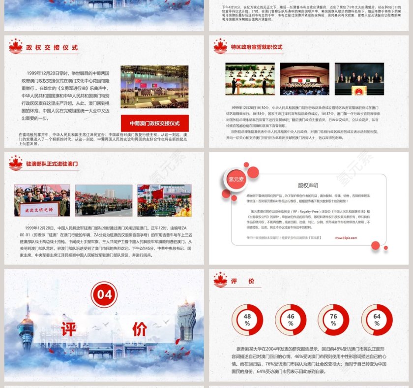 蓝色简约大气澳门回归纪念日PPT第4张