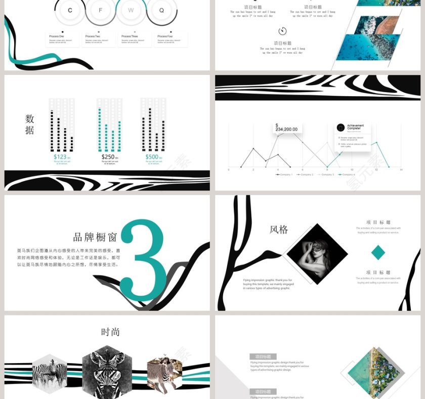 斑马元素PPT模板  第3张