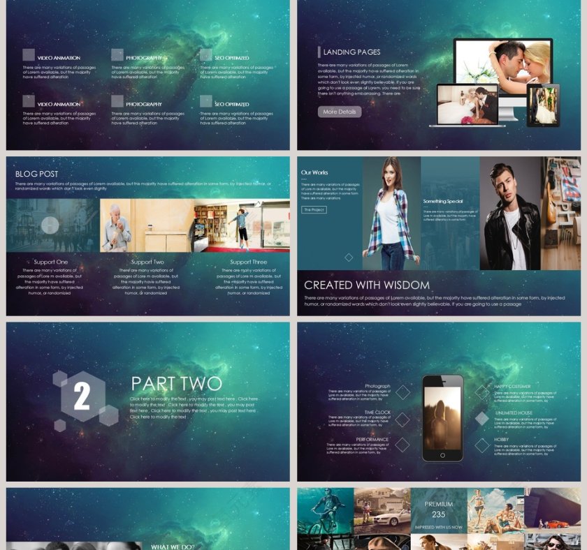 简约大气炫酷宇宙星空科技动态PPT模板第2张