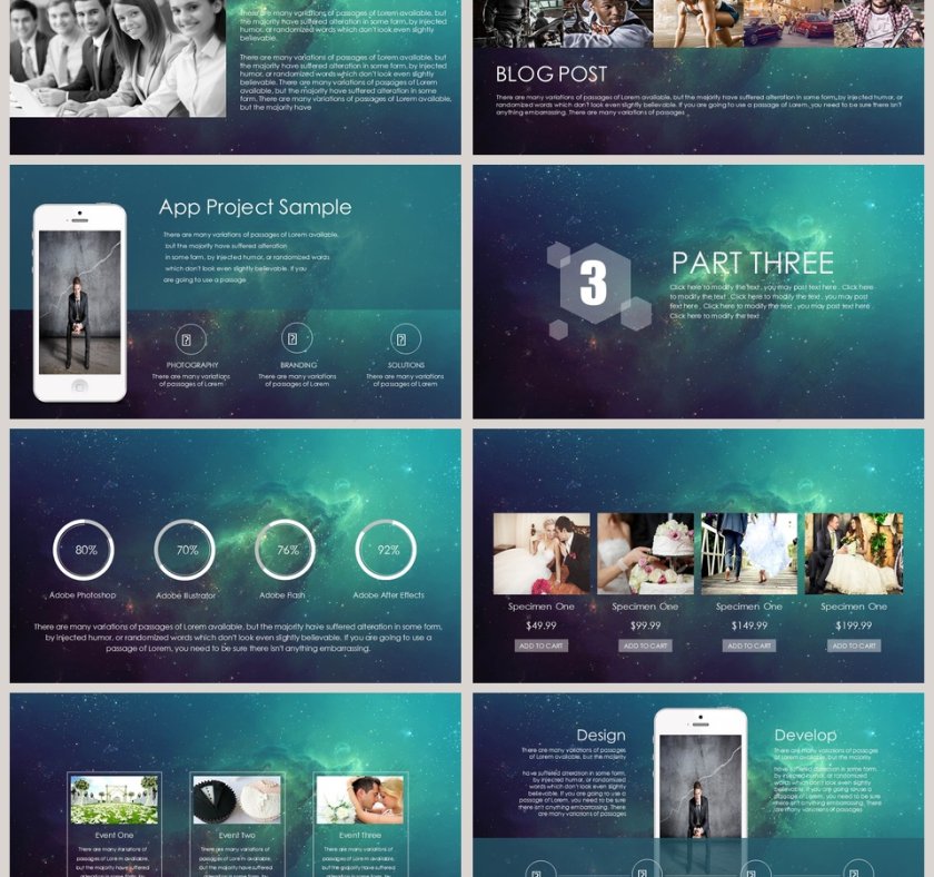 简约大气炫酷宇宙星空科技动态PPT模板第3张