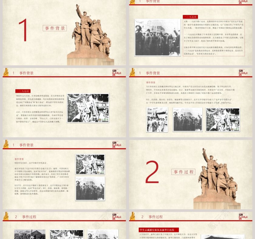 纪念129抗日救亡运动中国历史说课PPT课件 第2张