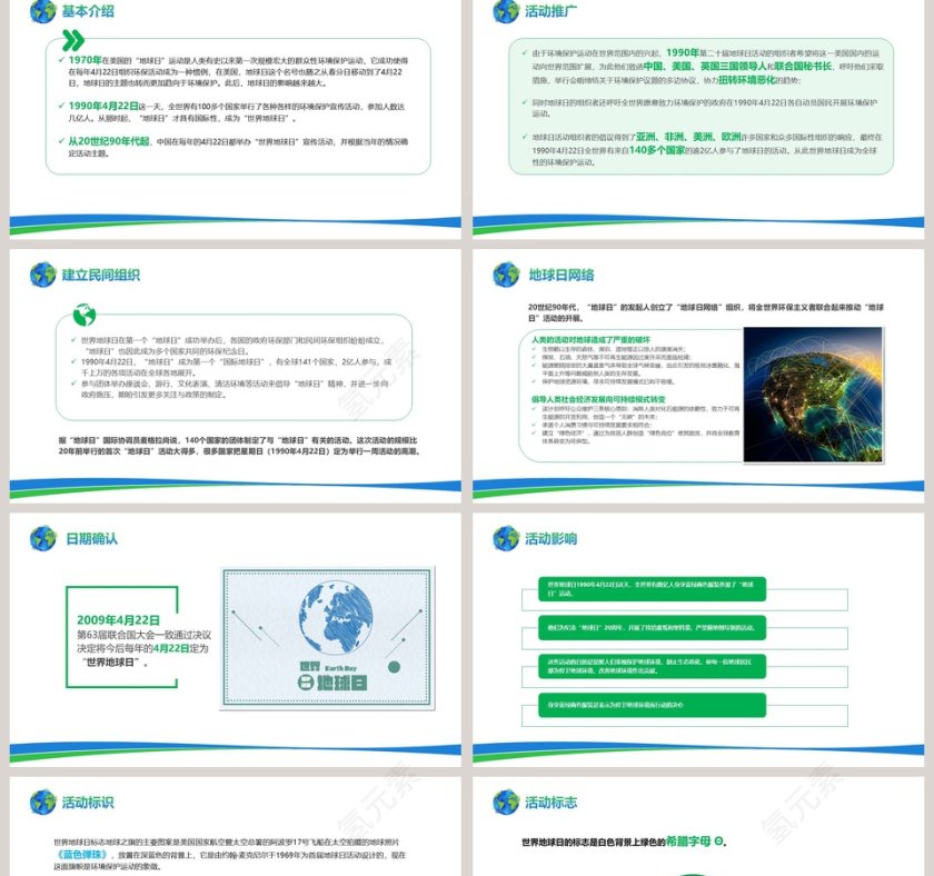 简约世界地球日PPT模板第2张