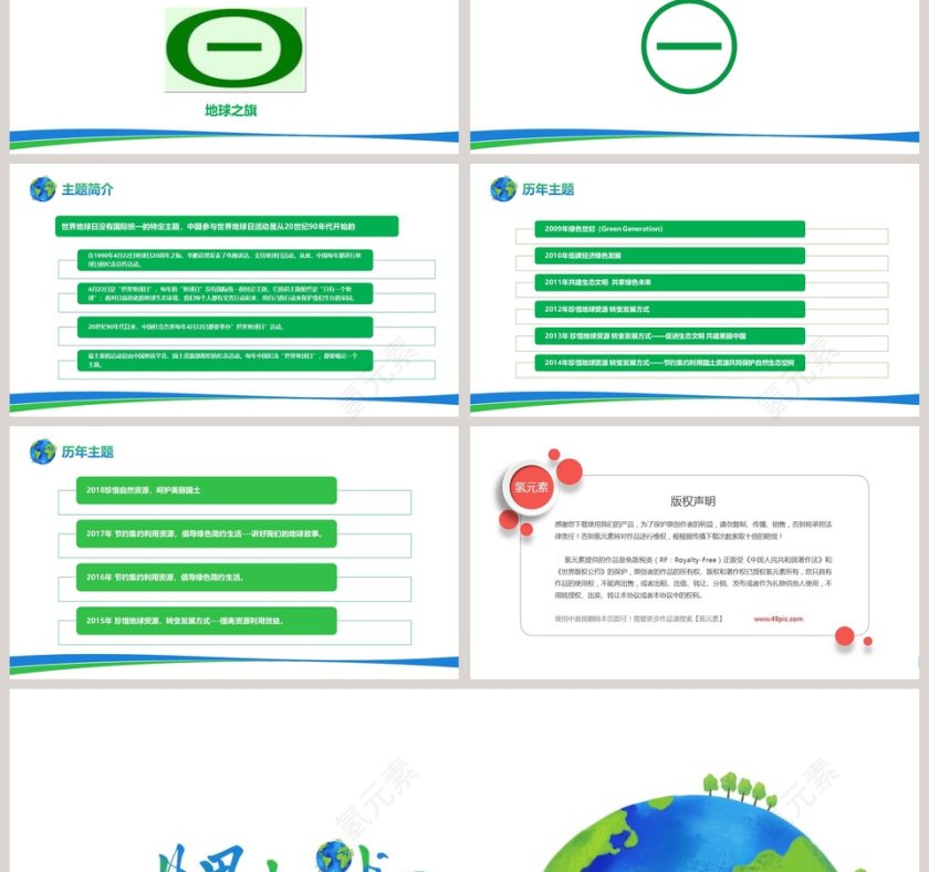简约世界地球日PPT模板第3张