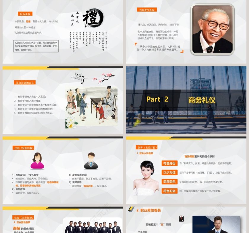 职场礼仪培训PPT模板商务礼仪PPT第2张