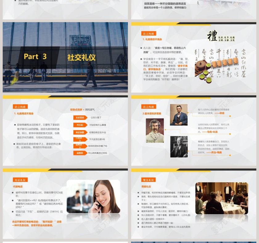 职场礼仪培训PPT模板商务礼仪PPT第4张