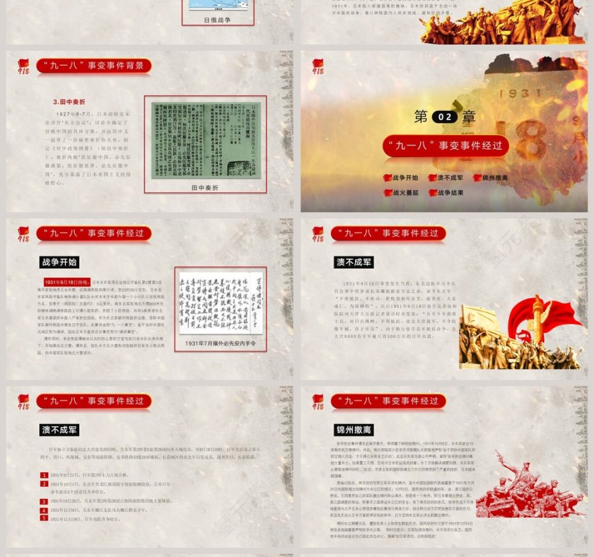 铭记历史勿忘国耻纪念九一八事变88周年PPT模板第4张