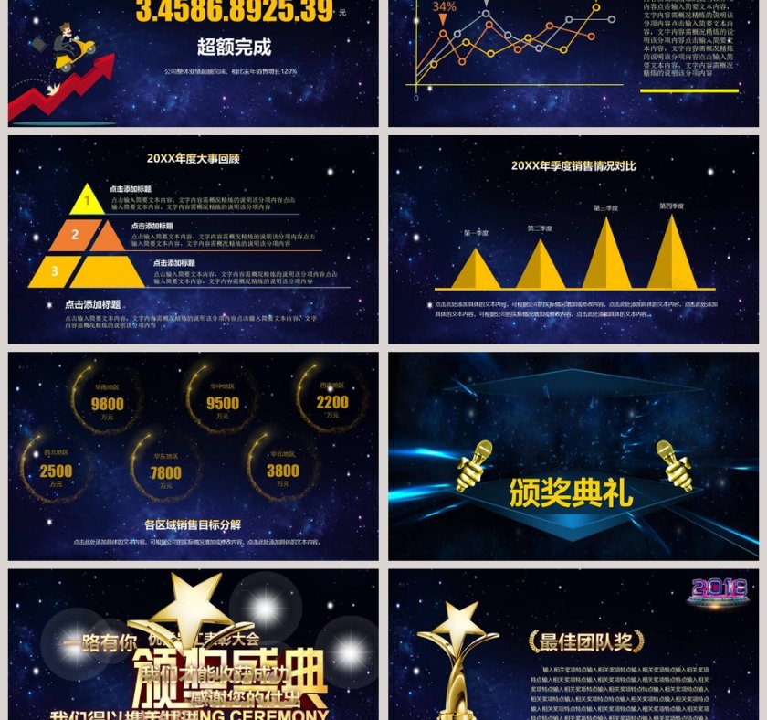 震撼动感年会颁奖典礼PPT模板年会PPT第3张