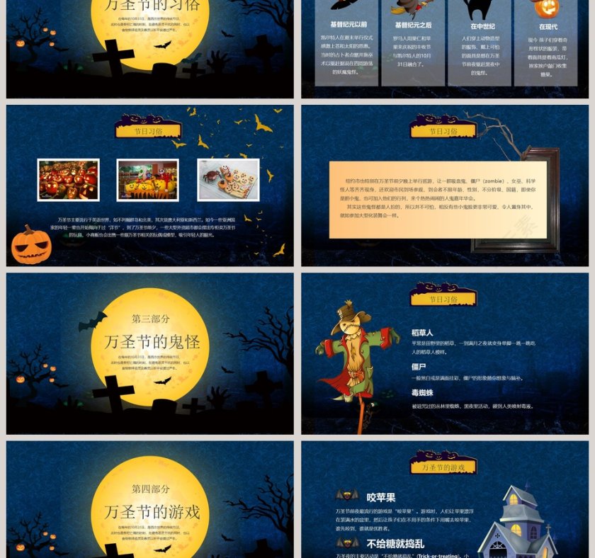 万圣节主题教育班会万圣节由来PPT模板第3张