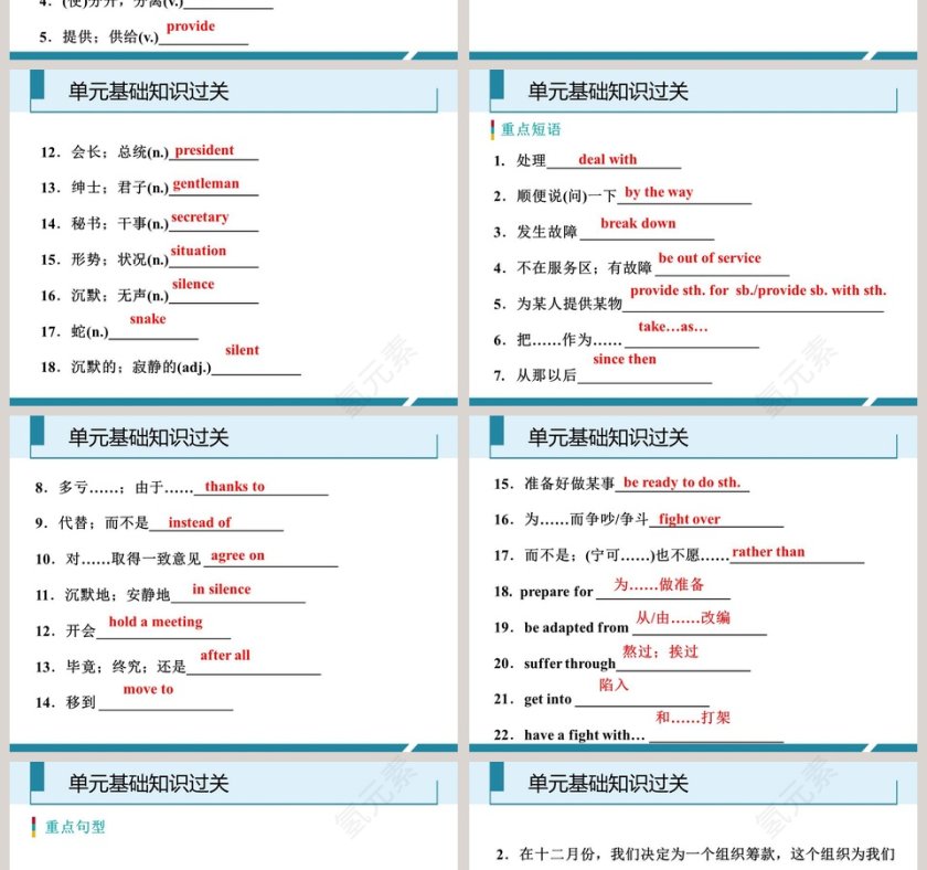 单元基础知识过关教学ppt课件第2张
