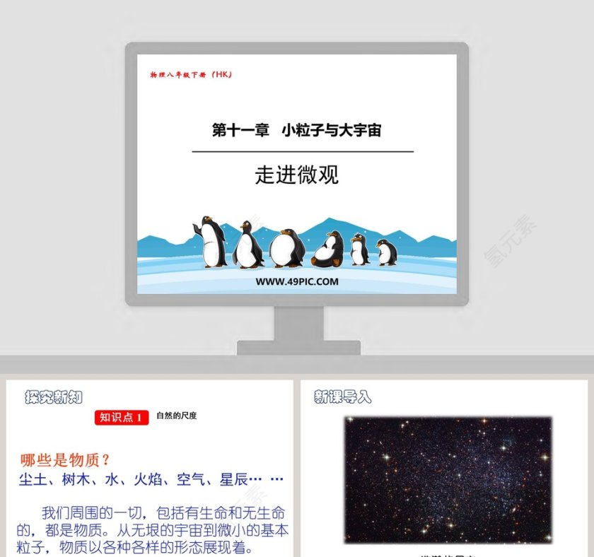 走进微观第十一章 小粒子与大宇宙物理八年级下册 PPT模板使用指南第1张