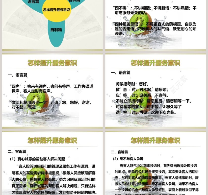 白色简约清新大气服务意识培训ppt第3张